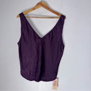 nwt vintage flair lingerie‎ Purple Satin Camisole Lace Trim Large